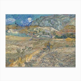 Landscape At Saint Rémy (Enclosed Field With Peasant), Vincent Van Gogh Canvas Print