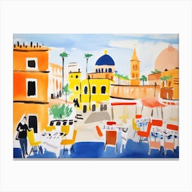 Rome Italy Cute Watercolour Illustration 5 Canvas Print