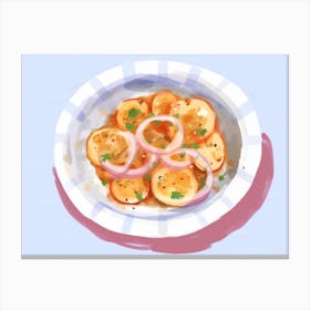 A Plate Of Calamari, Top View Food Illustration, Landscape 2 Canvas Print