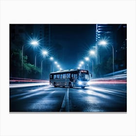 City Bus At Night 2 Canvas Print