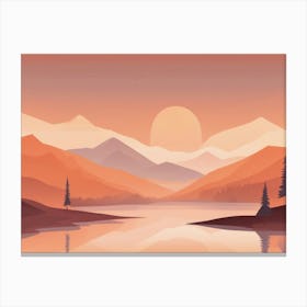 Misty mountains horizontal background in orange tone 90 Canvas Print