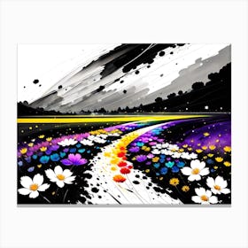 Flowers On The Road Canvas Print