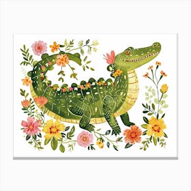 Little Floral Crocodile 5 Canvas Print