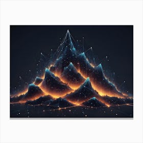 Abstract Image Of A Glowing, Geometric Mountain Range Canvas Print