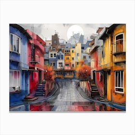 City In The Rain Canvas Print