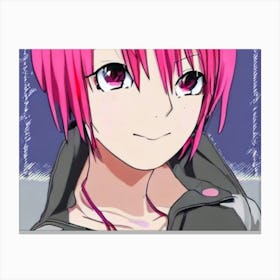 Pink Haired Girl Otaku Canvas Print