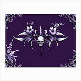 Purple Skull And Flowers Canvas Print