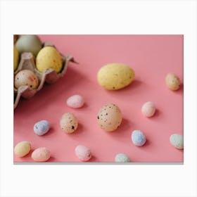 Easter Eggs On Pink Background 6 Canvas Print