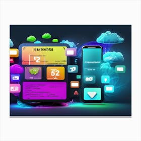 Mobile App Concept Future Of Mobile Applications Development In Colorful Dreaming Life Canvas Print