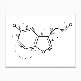 Serotonin Molecule With Flowers Canvas Print