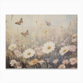 Daisies And Butterflies Canvas Print