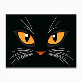 Black Cat With Orange Eyes Canvas Print