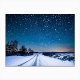 A Majestic Snowy Landscape Of Scandinavia Covering The Background Frost Covered Ground Resting Un (6) Canvas Print