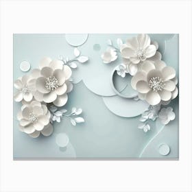 3d Rendering Abstract with Flowers Ornament and White Circles 1 Canvas Print