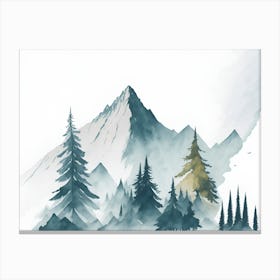 Mountain And Forest In Minimalist Watercolor Horizontal Composition 61 Canvas Print