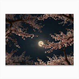 Cherry Blossoms At Night 1 Canvas Print