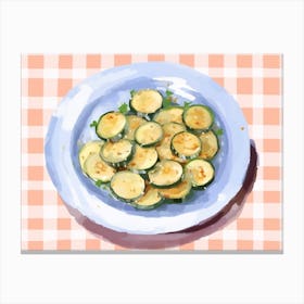 A Plate Of Zucchini, Top View Food Illustration, Landscape 4 Canvas Print