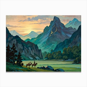 Elks In The Mountains Canvas Print