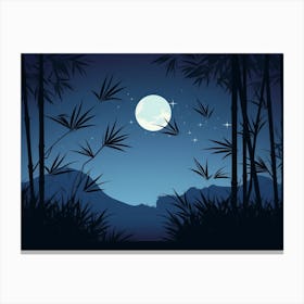 Bamboo Forest At Night Art Print 1 Canvas Print