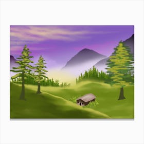Landscape With Trees Digital Art Painting Canvas Print