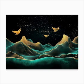 Golden Birds In The Sky 1 Canvas Print