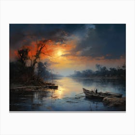 Sunset Over The River 4 Canvas Print