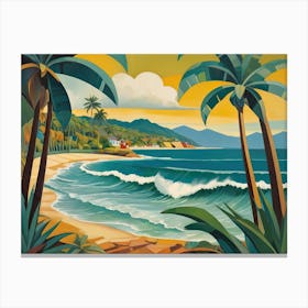 Vintage Cubist Travel Poster Trinidad & Tobago Golden Beach Sands Canvas Print