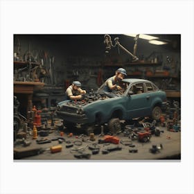 Car Mechanic'S Workshop Canvas Print