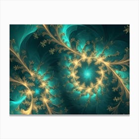 Abstract Image Of A Teal, Geometric Pattern With A Mosaic Like Texture Canvas Print