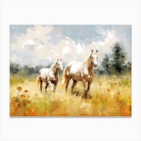 Horses Painting In Tuscany, Italy, Landscape 4 Canvas Print