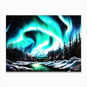 Winter Aesthetic - Arial Winter Borealis Canvas Print
