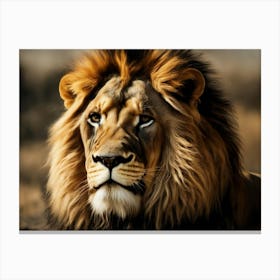 Lion In The Grass Canvas Print