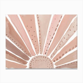 Mauve Blush Sun, Watercolor Boho Sunset, Sunrise Canvas Print