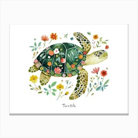 Little Floral Turtle 2 Poster Canvas Print