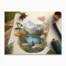 Watercolor Landscape Painting Canvas Print