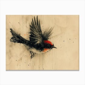 Calligraphic Wonders: Bird In Flight 1 Canvas Print