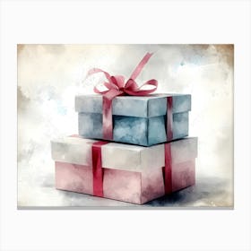 Watercolor Gift Boxes Canvas Print