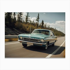 Retro Car At Highway 13 Canvas Print