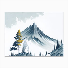 Mountain And Forest In Minimalist Watercolor Horizontal Composition 250 Canvas Print