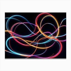 Abstract Image Of Flowing, Colorful Lines That Resemble Waves Or Energy Against A Dark Background Canvas Print