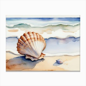 Seashell on the beach, watercolor painting 21 Canvas Print