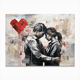 An Abstract Painting Capturing The Essence Of Conflicting Emotions Such As Love And Care Contrasted (5) Canvas Print