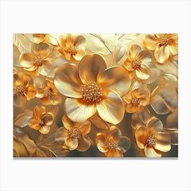 Golden Abstract Vintage Luxury Flower Canvas Print