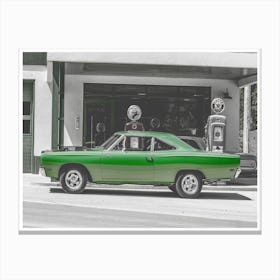 Vintage America Green Car Canvas Print