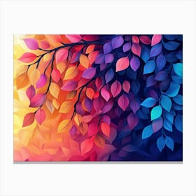 Bright Colorful Tree With Vibrant Leaves Hanging Branches Canvas Print