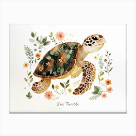Little Floral Sea Turtle 2 Poster Canvas Print