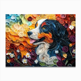 Australian Shepherd Paper Quilling Dog Portrait III Canvas Print