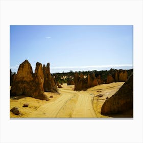 4WD Four Wheel Drive Track In The Desert Western Australia, Perth With Rocks, Bushes And Trees Canvas Print