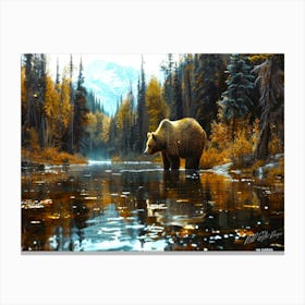 Bear - Grizzly Bear In River Canvas Print