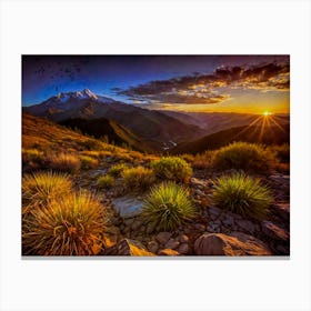 Sunset Over The Mountains Canvas Print